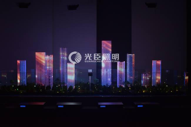 光臣智科亮化體驗館添加新元素,樓體聯動燈光秀沙盤展示